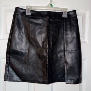 Classic Black Leather Skirt